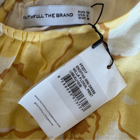 NWT Faithfull the Brand Enditha 100% Linen Mini Dress Willa Floral Size 6 - Picture 7 of 9